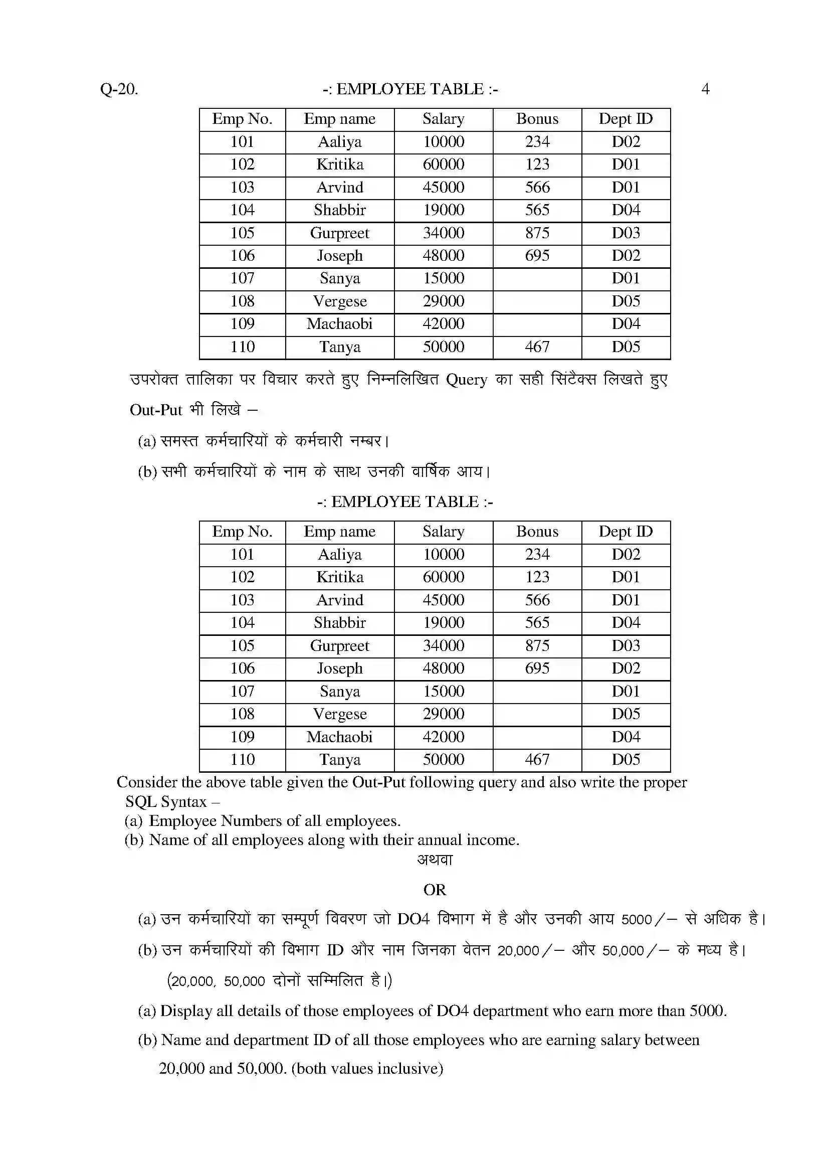 RBSE Class 12th 2022 Computer Science Model Papers Sample Papers 8