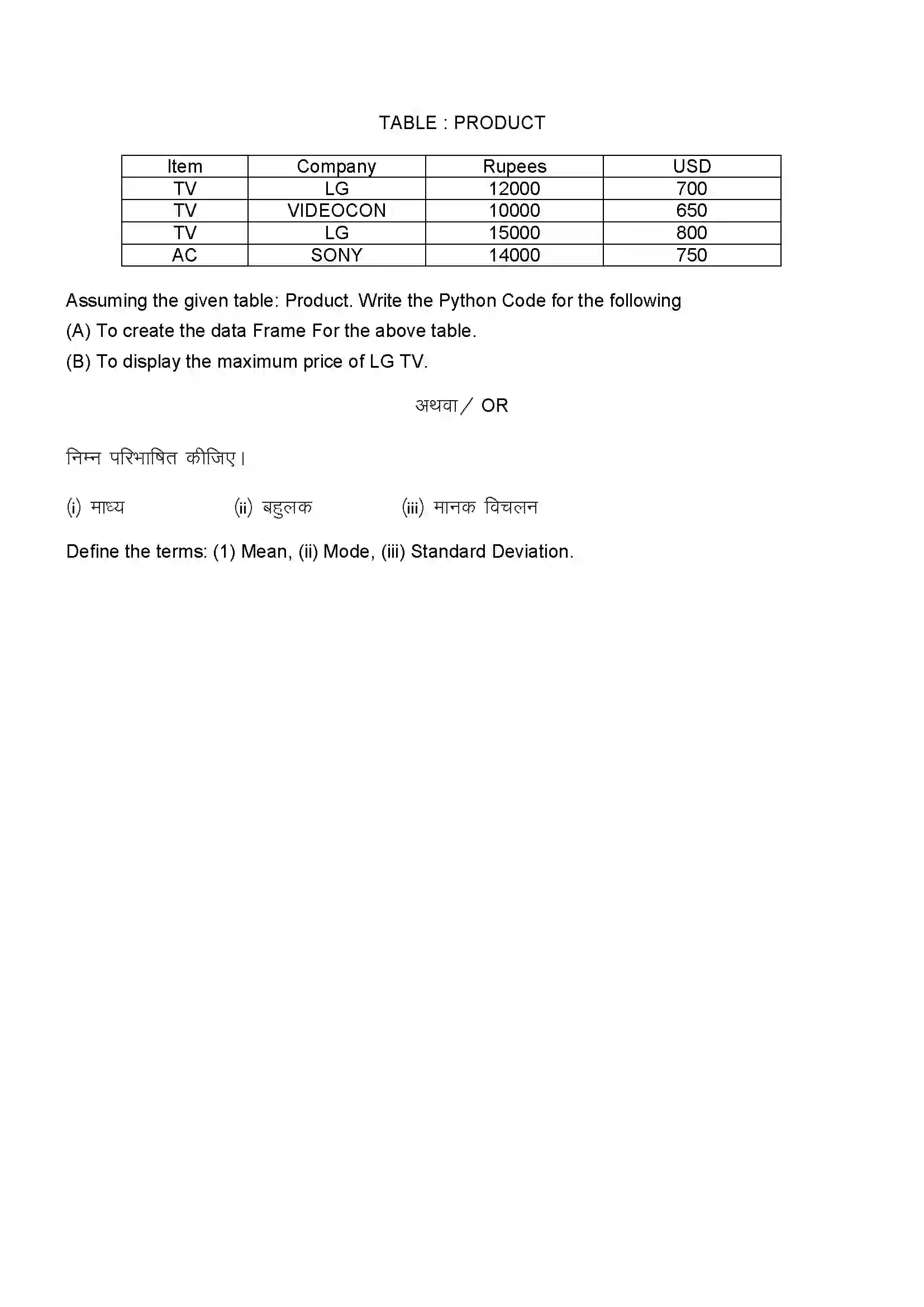RBSE Class 12th 2024 Informatics Practices Sample Papers 14