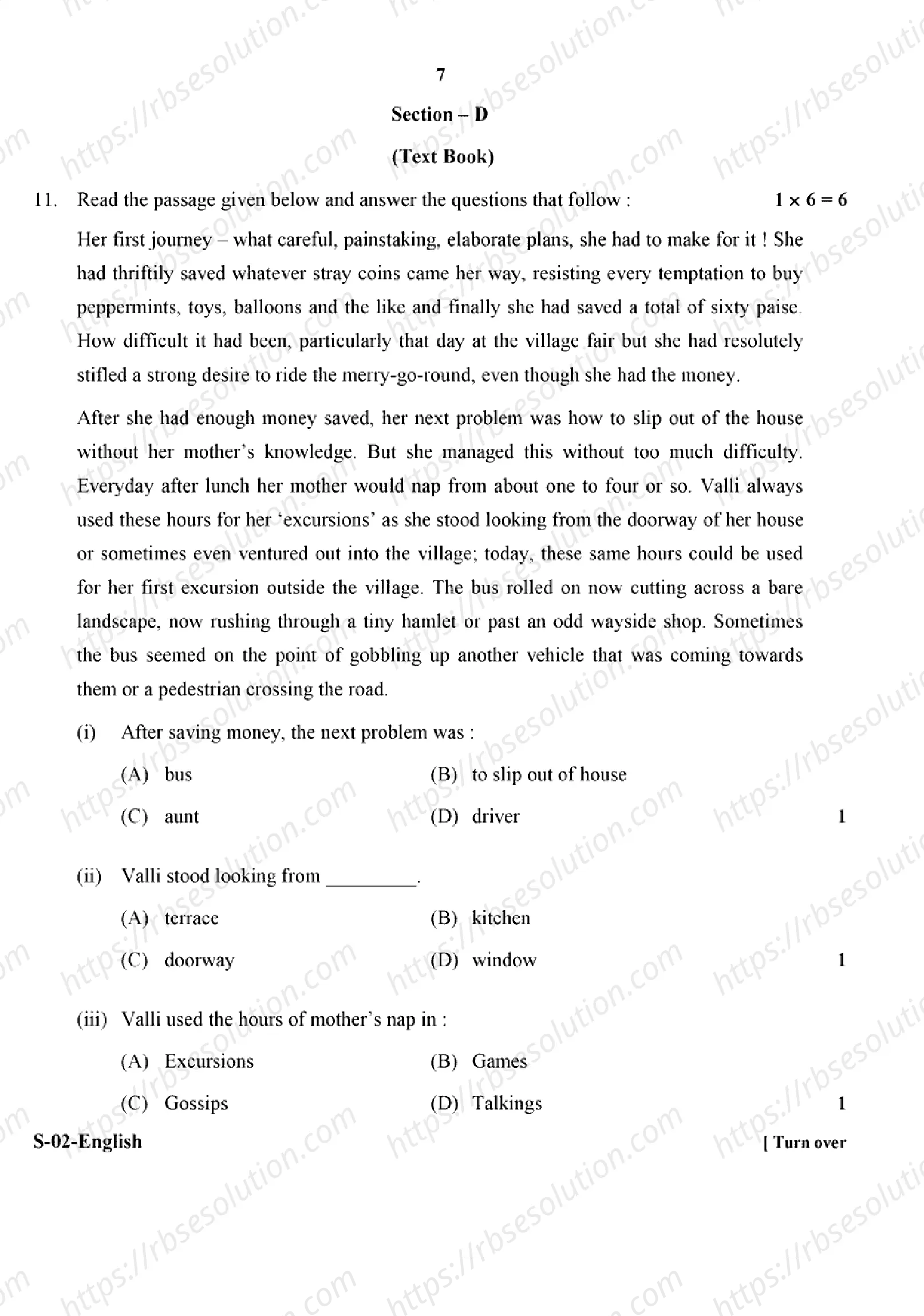 RBSE Class 10th 2024 English-S-02-2024 Previous Year Papers 6