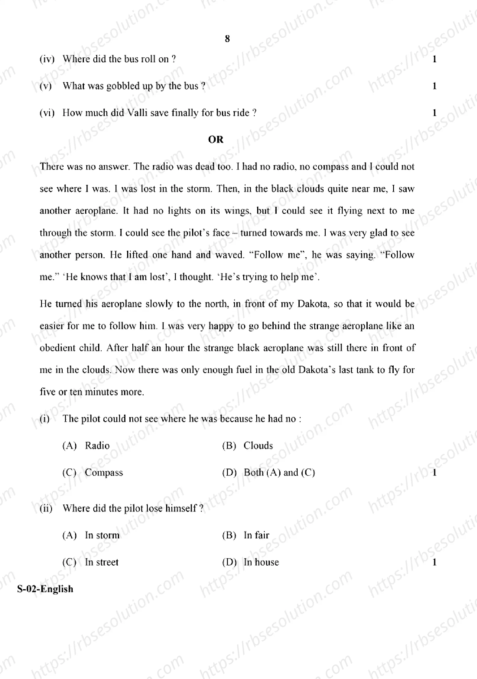 RBSE Class 10th 2024 English-S-02-2024 Previous Year Papers 7