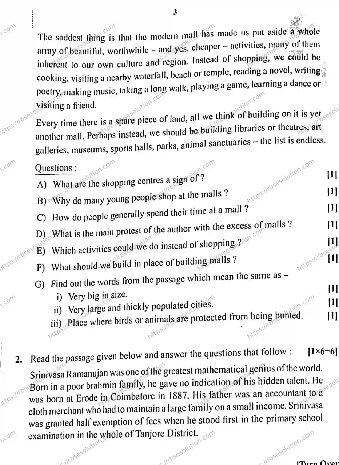 RBSE Class 12th 2026 ENGLISH-SS-02 Previous Year Papers - Free PDF ...