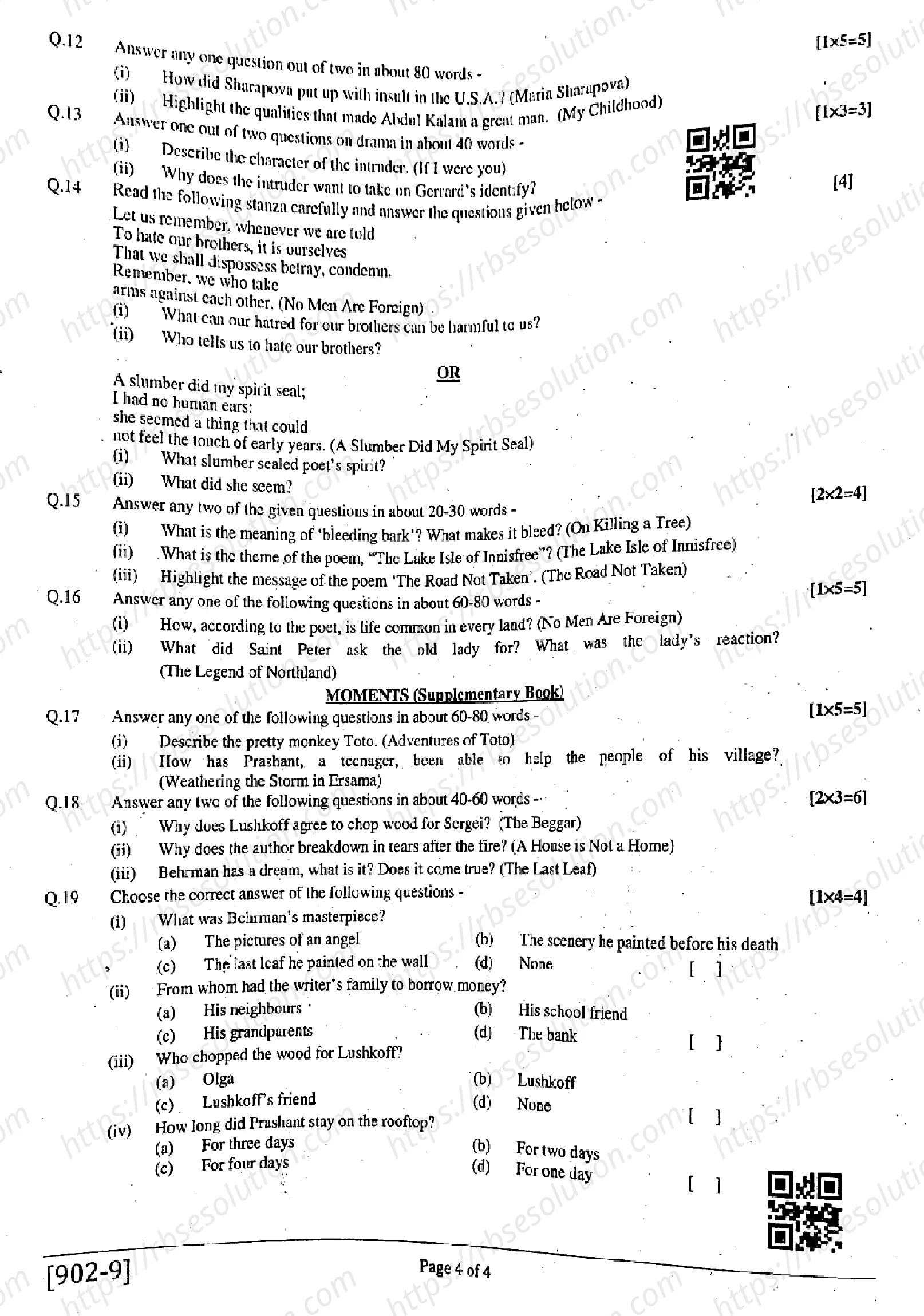 RBSE Class 9th 2025 English (902)-2025 Previous Year Papers 3