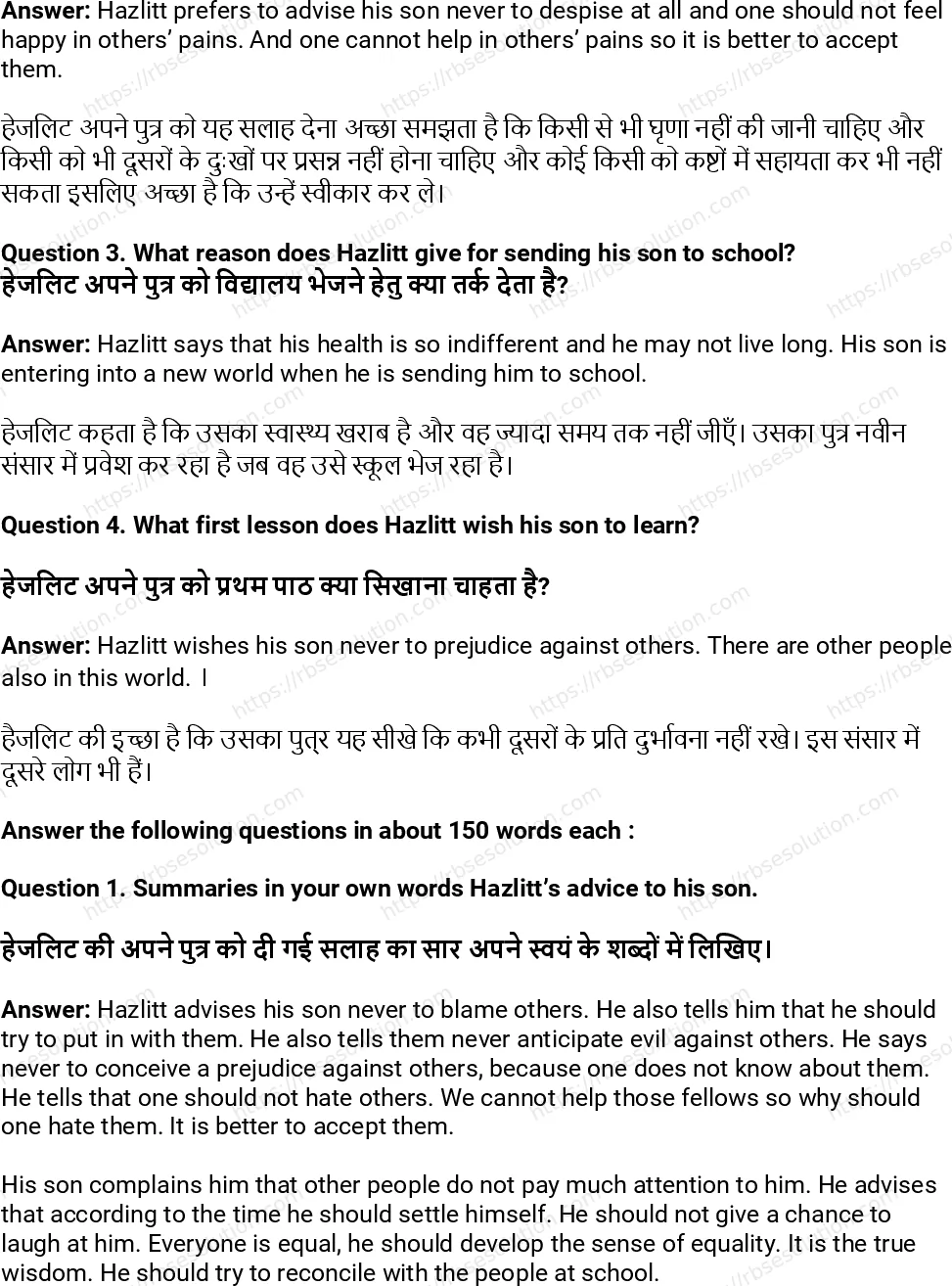 RBSE Class 11th अंग्रेज़ी On the Conduct of Life-(Essays) Solutions 3