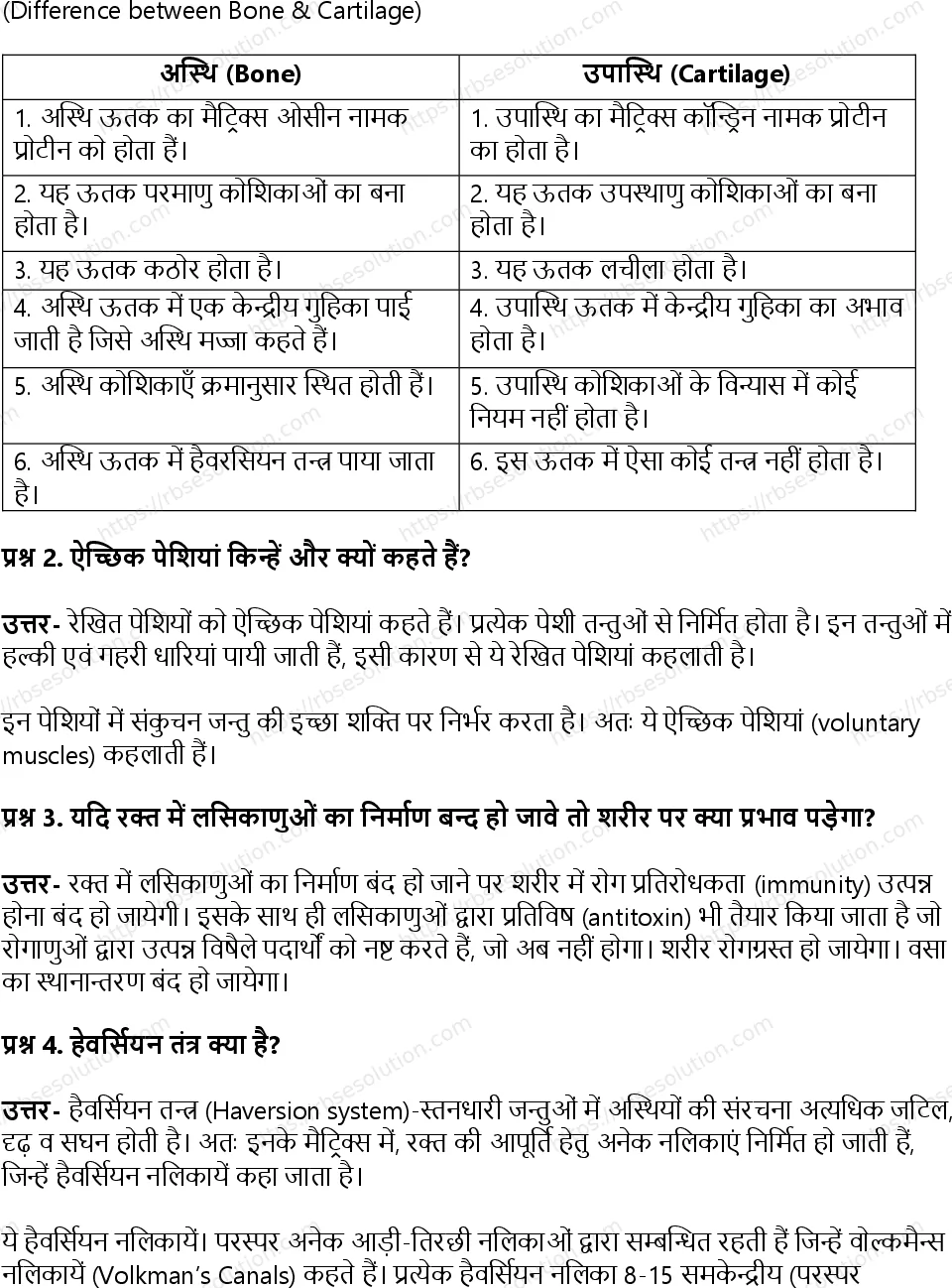 RBSE Class 11th जीव विज्ञान जन्तु ऊतक Solutions 4