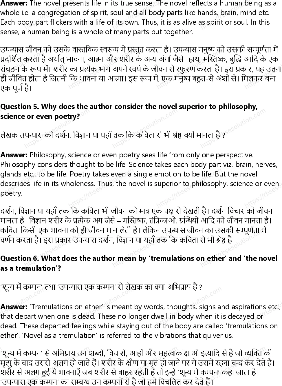 RBSE Class 12th English Literature Why the Novel Matters-Non-Fiction Solutions 7