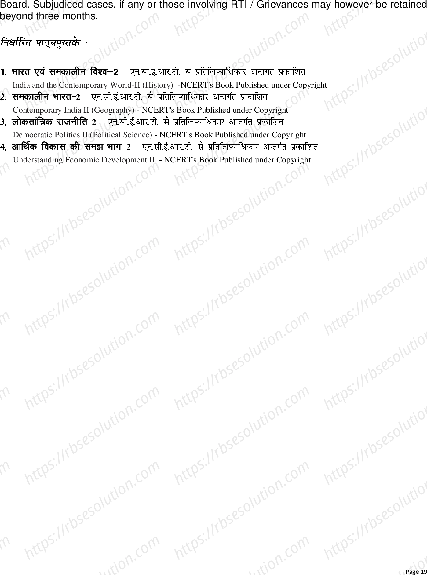 RBSE Class 10th 2023 Social Science Syllabus 6