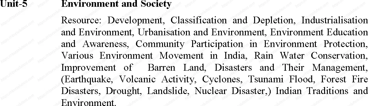 RBSE Class 12th 2025 Environmental Science Syllabus 2